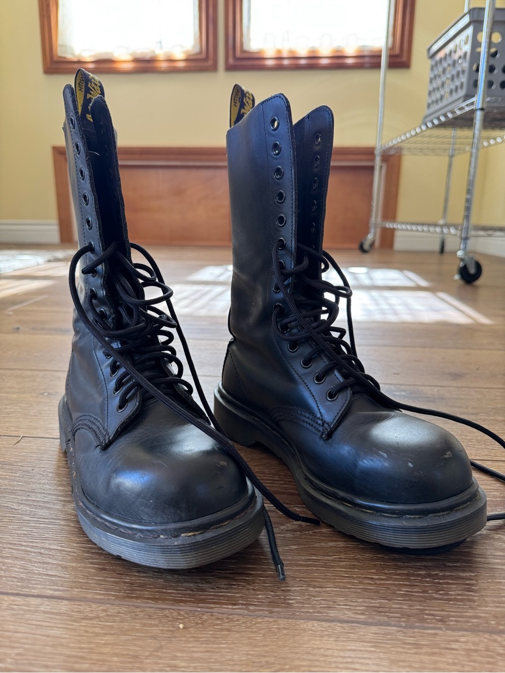 Dr. Martens Black 14-Hole High-Top Lace-Up Combat Boots